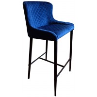 CH Alpha Velvet Blue Bar Stool